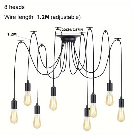 Lustra Vintage Spider 3/6/8/10/12  capete Lămpi de suspendare vintage păianjen Lampă industrială suspendată de tavan pentru acasă，candelabru spider