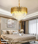 Candelabru cristal clasic Lustra cristal eleganta , schelet auriu , inaltime adjustabila ,927 Diam, E14 metal, cristal