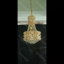 Candelabru cristal clasic Lustra cristal eleganta , schelet auriu , inaltime adjustabila ,929 Diam, E14 metal, cristal