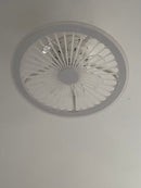 Lustra LED cu Ventilator forma rotunda Telecomanda 3 Functii lampa reglabil